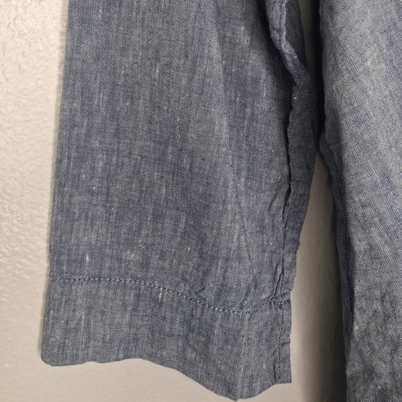 Eileen Fisher Blue Gray Button-Down Shirt Linen Organic Cotton 2X - Picture 9 of 16